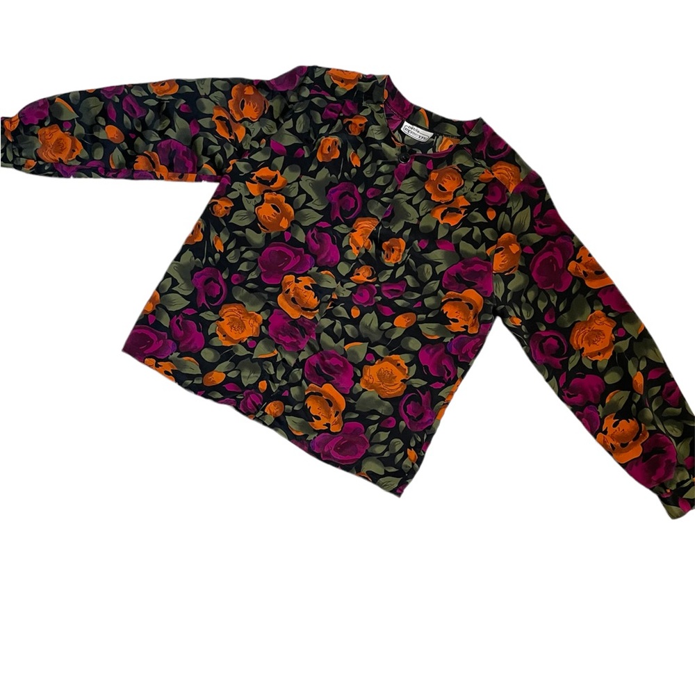 Vintage 90s petite impressions floral print fall button up